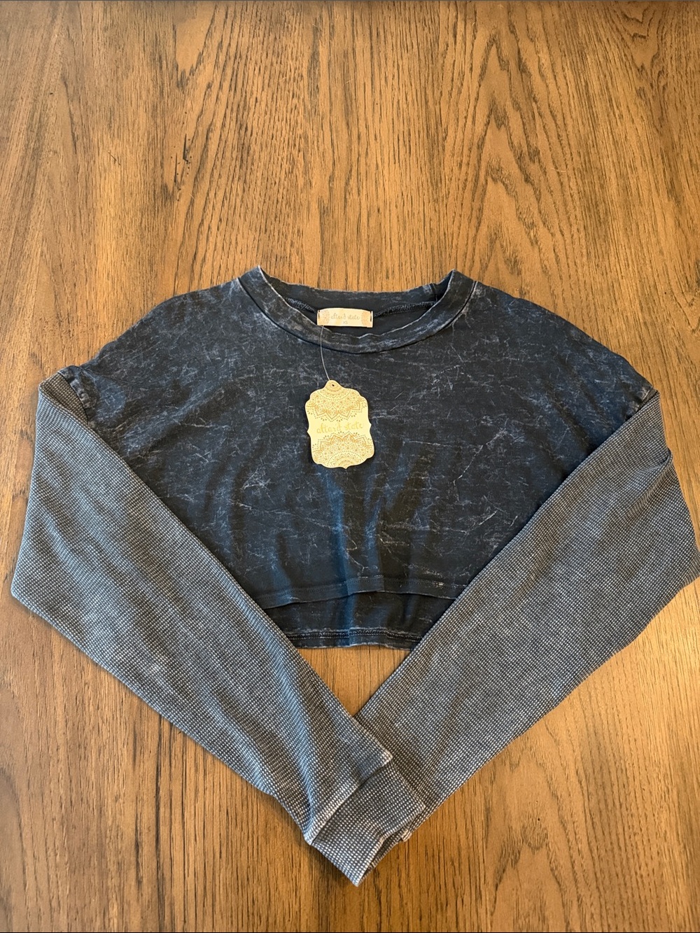 Altar'd State Navy Marbled Pullover Top